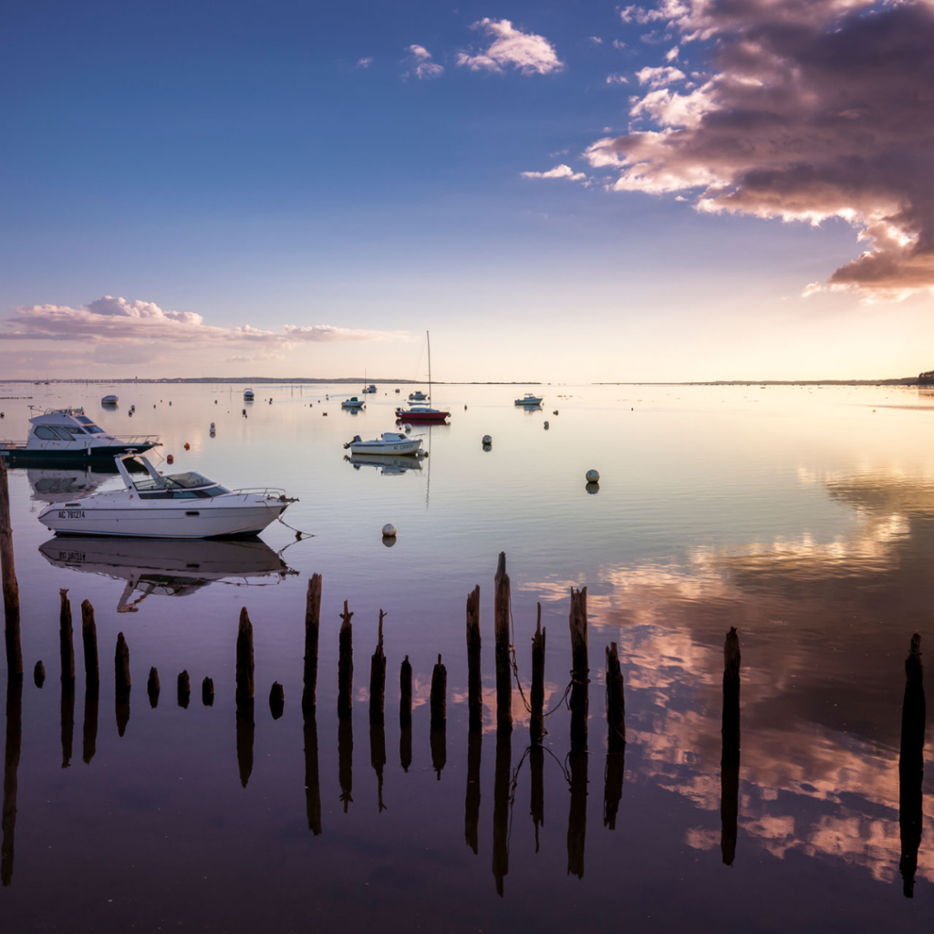 coucher de soleil sur le bassin d'arcachon